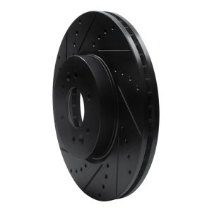 Kia Borrego Brake Rotor (1) - Front Left - R1 Concepts - Drilled & Slotted - Black - `09-`10